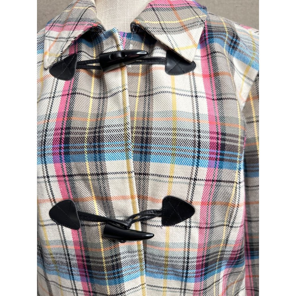 CJ Banks Women Coat Multicolor Plaid Toggle Buttons Lined Spring Jacket Size M - Picture 5 of 12